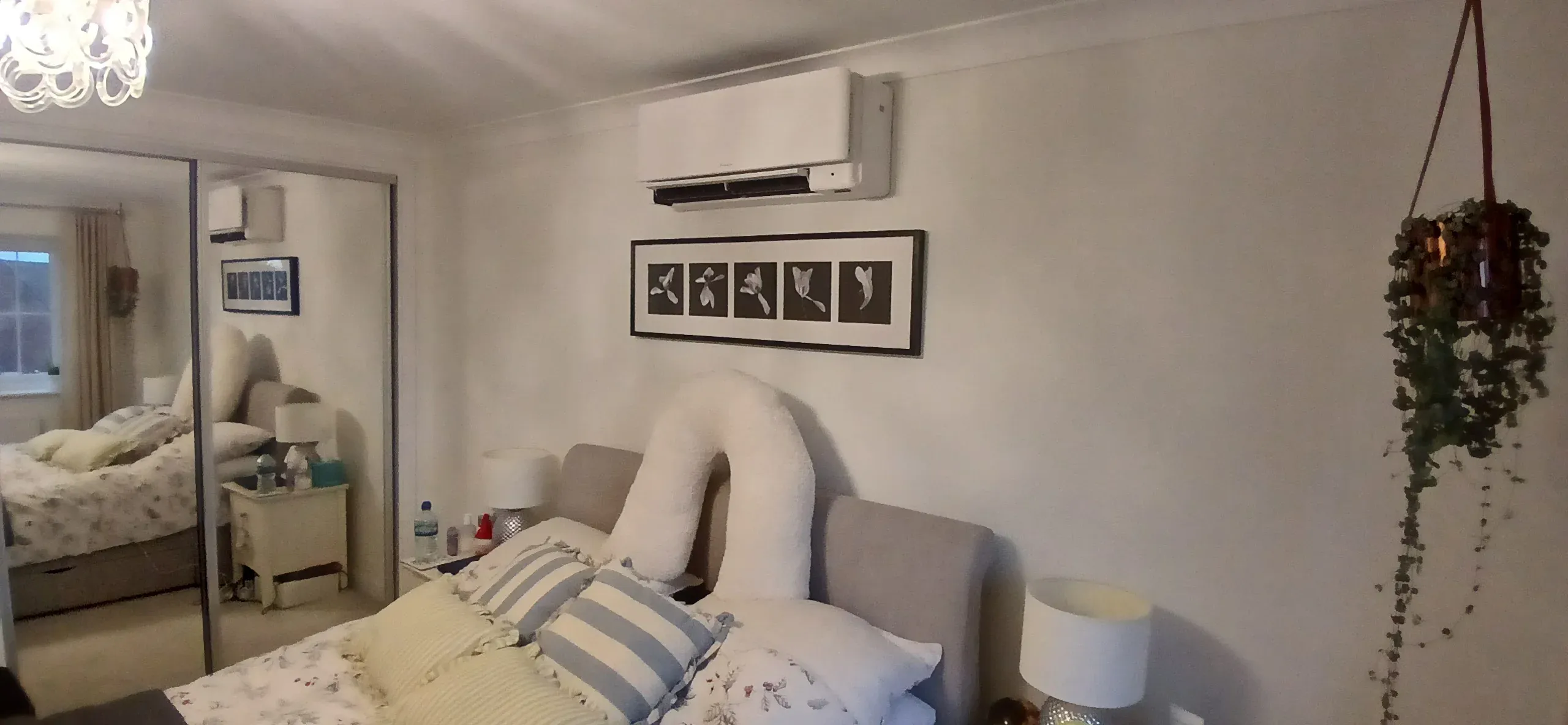 Daikin Emura wall-mounted air conditioning unit in a Brighton bedroom