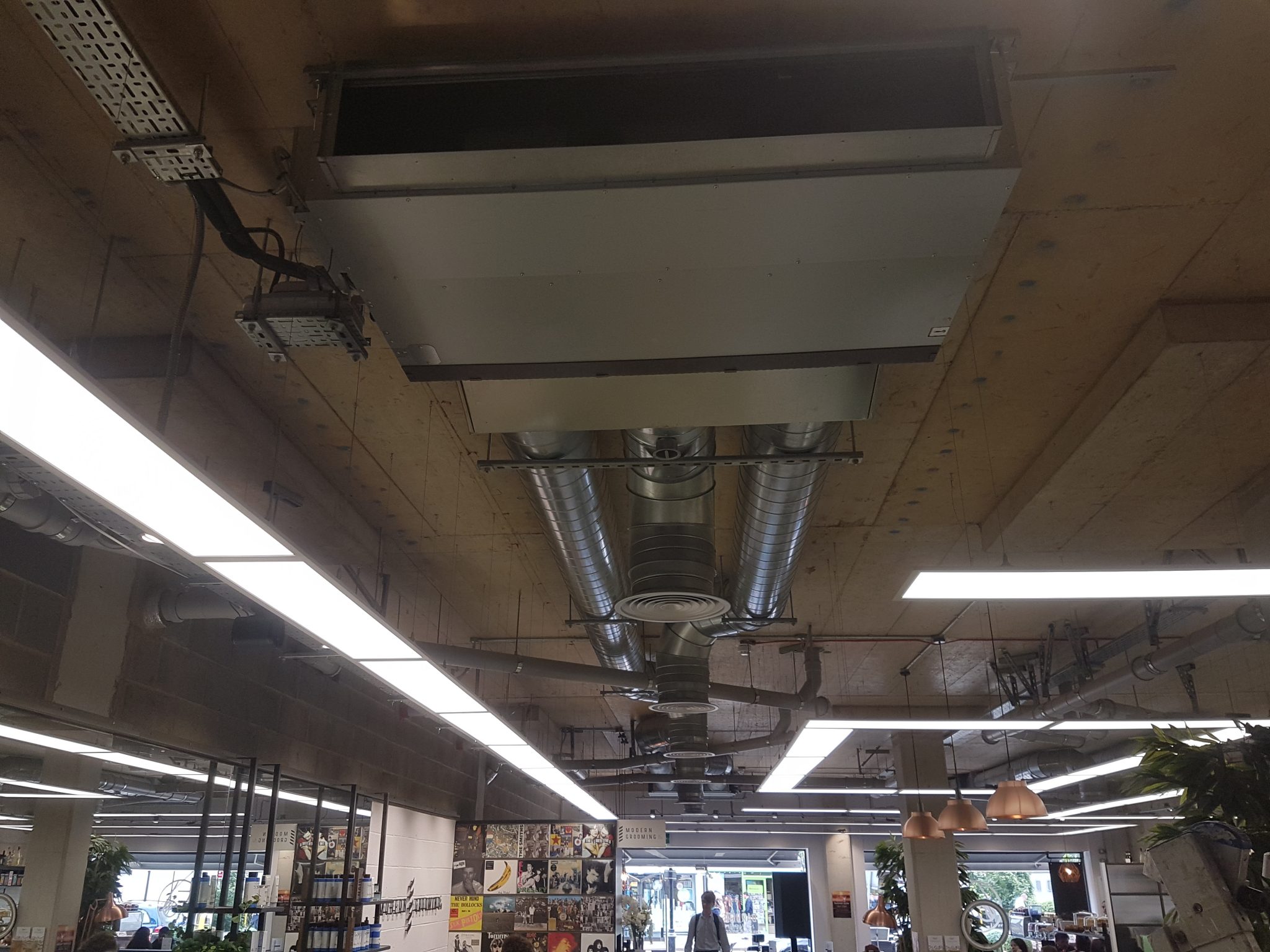 Modern air conditioning unit installed in an office space